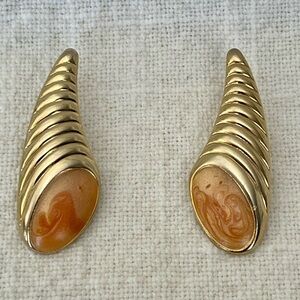 Vintage 80’s 90’s Gold Tone Peach Copper Tone Swirl Bugle Cone Cornucopia